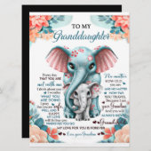 Aan mijn kleindochter Elephant Birthday Gift Idee Menu (Voorkant / Achterkant)