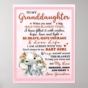Aan mijn kleindochter Elephant Birthday Gift Idee Poster