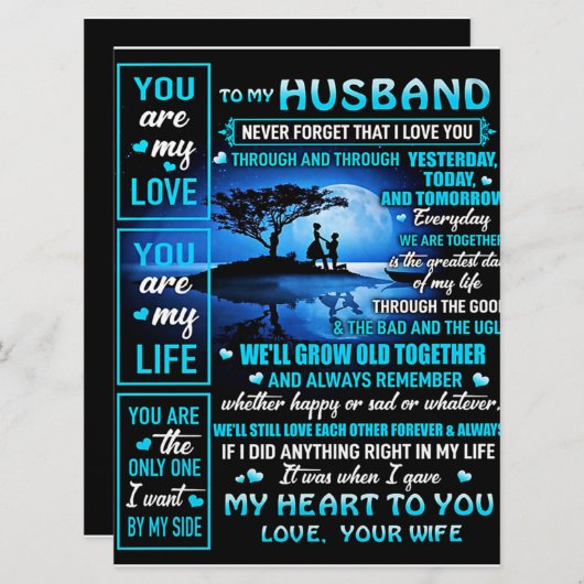 Aan mijn man Gift, Cute Husband Birthday Gift Menu (Voorkant / Achterkant)