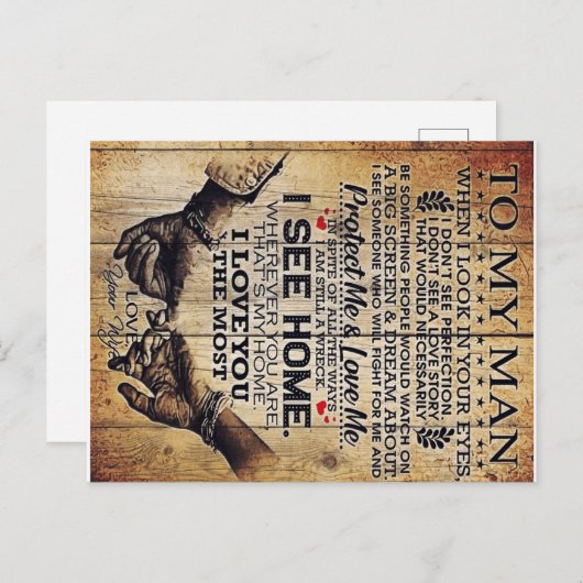 Aan mijn man | Verjaardagscadeau voor mijn man | Briefkaart (Voorkant / Achterkant)