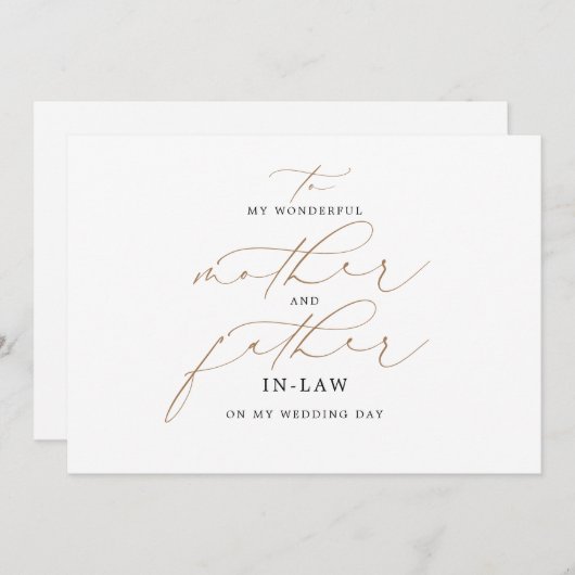 Aan mijn moeder en vader in-law Wedding Message (Voorkant / Achterkant)