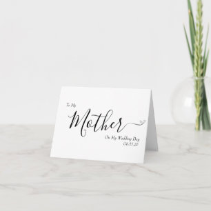 Aan mijn moeder op mijn trouwdag Elegant Schrift Bedankkaart