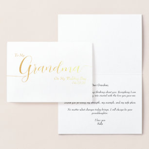Aan mijn oma op mijn trouwdag Elegant schrift Folie Kaarten