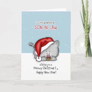 Aan mijn prachtige schoonzoon - Cat Christmas Card Feestdagen Kaart