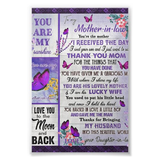 Aan mijn schoonmager Gift, moederdag Gift Foto Afdruk (Voorkant)