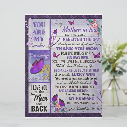 Aan mijn schoonmager Gift, moederdag Gift Menu (Staand voorkant)