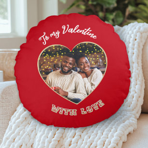 Aan mijn Valentijn   Aangepaste foto hart rood Rond Kussen