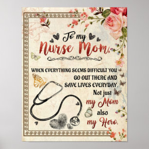 Aan mijn verpleegster mam Gift, Floral Love Letter Poster