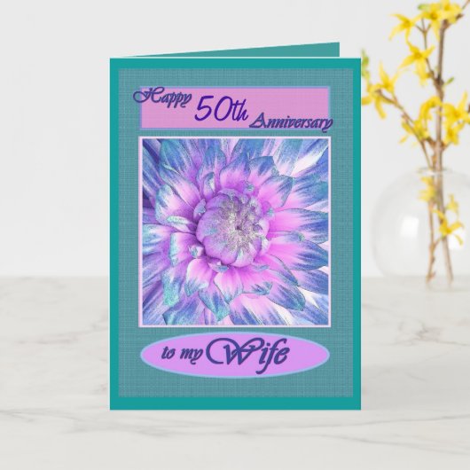 Aan mijn vrouw Happy 50th Jubileum V2 Kaart (Gele Bloem)