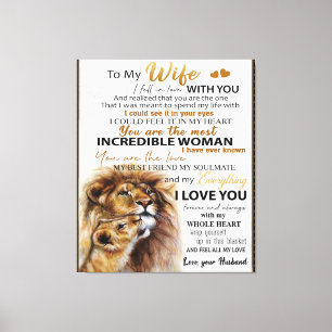 Aan mijn vrouw Lion Gift, Love Wife Birthday Gift  Canvas Afdruk