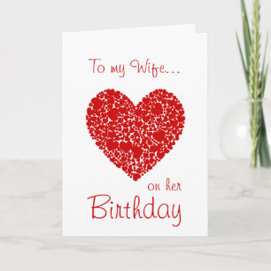 Aan mijn vrouw op haar verjaardag - Red Hearts Rom Kaart