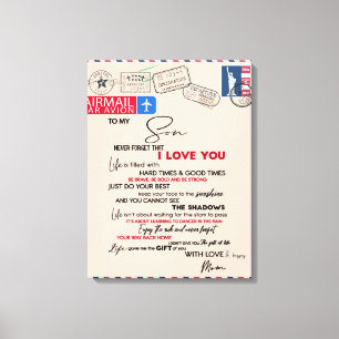 Aan mijn zoon Gift, mam en zoon, liefdesbrief aan Canvas Afdruk