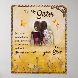 Aan mijn zuster Gift, Butterfly Lovers, Floral Sib Poster