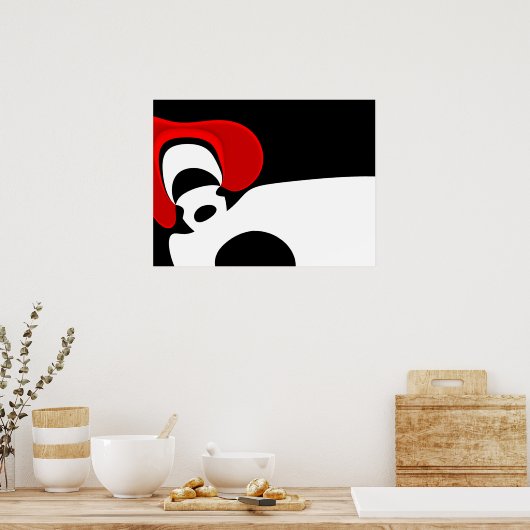 Aan Mr. Redd: Abstract zwart, wit & rood Poster (Keuken)