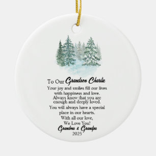 Aan onze kleinzoon Kerstmis, kleinzoon Keepsake Keramisch Ornament