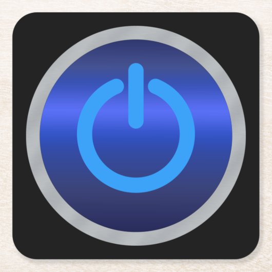 Aan/uit-Button Vierkante Kartonnen Onderzetter (Voorkant)