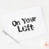 "Aan uw linkerhand" Trail Running Oval Decal B/W Ovale Sticker (Envelop)