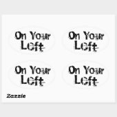 "Aan uw linkerhand" Trail Running Oval Decal B/W Ovale Sticker (Vel)