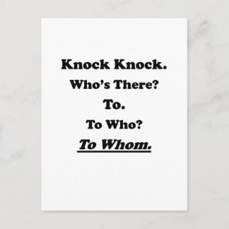 Aan wie de Knock-knop Joke Briefkaart