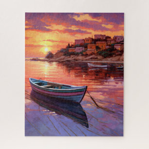 Aan zee Mediterraans Gevist dorp Legpuzzel
