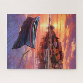 Aan zee Mediterraans Gevist dorp Legpuzzel (Horizontaal)