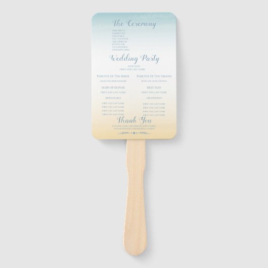 Aan zee thema bruiloft programma Set van fans Handwaaier (Voorkant)