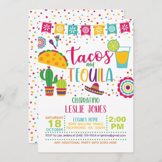 Aanbesteding Tacos & Tequila Birthday - Wh Kaart (Voorkant / Achterkant)