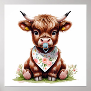 Aanbiddelijke baby Highland-kalf Poster