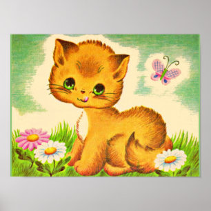 aanbiddelijke groenogige kitten poster