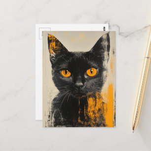 aanbiddelijke zwarte katje briefkaart