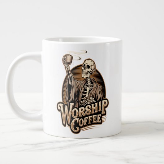 Aanbidden Coffee Skeleton Funny Extra Grote Beker (Links)