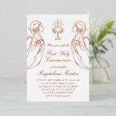 Aanbiddende engelen Eerste Heilige Communie Folie Uitnodiging (Staand Voorkant)