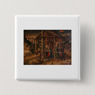 Aanbidding der Herders - Carlo Crivelli - c148 Vierkante Button 5,1 Cm