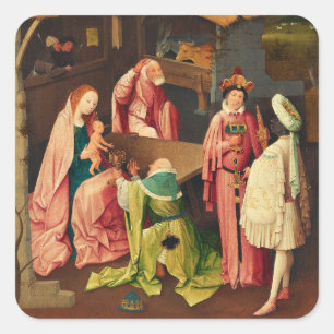 Aanbidding der Wijzen door Jheronimus Bosch Vierkante Sticker