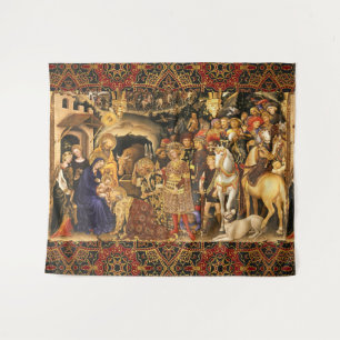AANBIDDING DER WIJZEN Gentile Da Fabriano, Kerstm Wandkleed