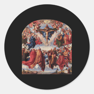Aanbidding van de Drie-eenheid Jezus Christus Vrol Ronde Sticker