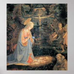 Aanbidding van het kind - Lippi Poster
