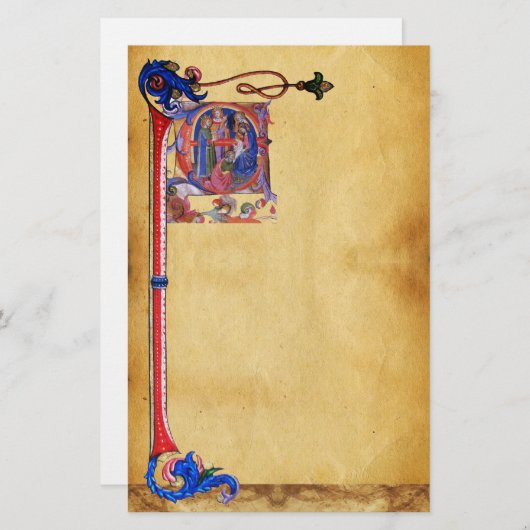 AANBIDDING VAN MAGI KERSTMIS PERKAMENT Red Gem Briefpapier (Voorkant / Achterkant)