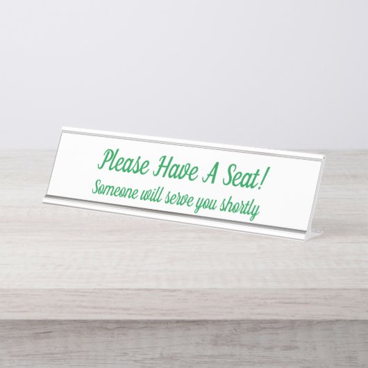 Aandacht: "Alsjeblieft een stoel!" Bureau Naambordje (Voorkant)