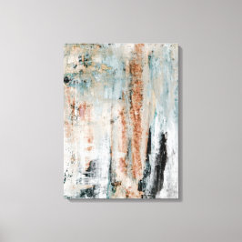 'Aandacht' Blauwgroen en Bruine Abstracte Kunst Canvas Afdruk