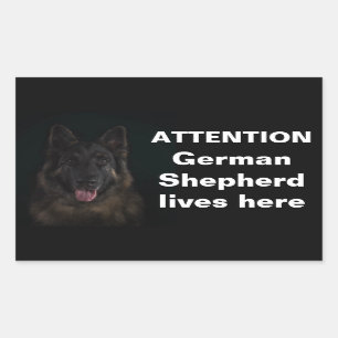 Aandacht Duitse herder woont hier Rechthoekige Sticker