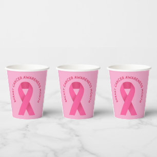 Aandacht voor borstkanker roze papieren bekers
