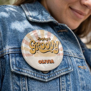 Aandacht voor de groove Aangepaste naam Familie Re Ronde Button 5,7 Cm