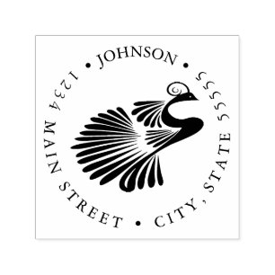 Aandacht voor de Tail Blue Peacock Return Label Zelfinktende Stempel