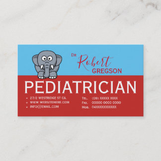 Aandachtkaart voor kinderarts met olifant afsprakenkaartje