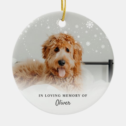 Aandenken aan geliefde hond huisdier foto keramisc keramisch ornament (Voorkant)