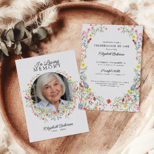 Aandenken Aquarel Wilde Bloemen Herdenking Kaart