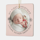 Aandenken Baby's Eerste Kerstmis Foto Keramisch Ornament (Links)