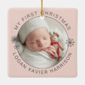 Aandenken Baby's Eerste Kerstmis Foto Keramisch Ornament (Achterkant)