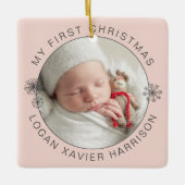 Aandenken Baby's Eerste Kerstmis Foto Keramisch Ornament (Voorkant)